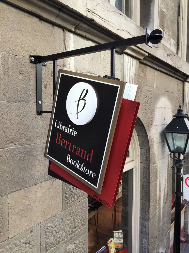 Enseigne librairie en metal et aluminium 3d Vieux-Montreal